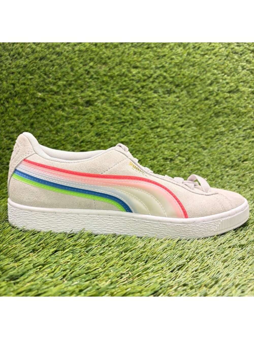Puma Suede Triplex Tech Mens Size 8.5 Gray Pink Athletic Walking Shoes Sneakers